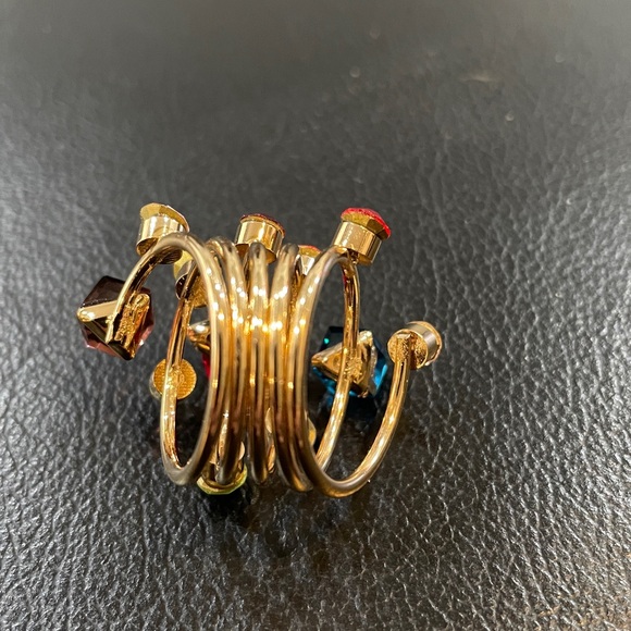 Multi Gemstone Fashion Ring Gold Tone size 6 - Picture 2 of 6